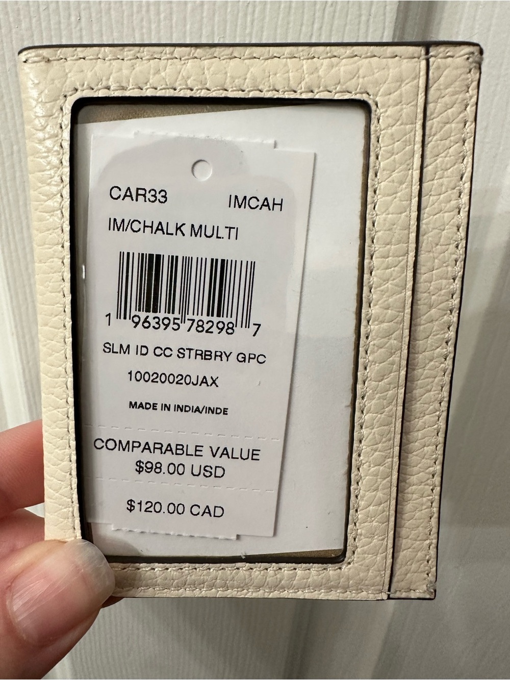 Coach Credit Card Wallet Holder Cream Red Leather Strawberry NWT - Picture 3 of 4